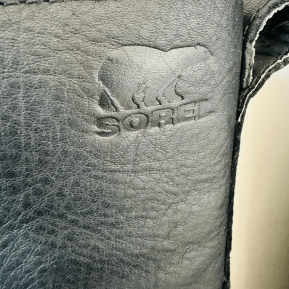 SOREL Emelie Genuine Shearling Lamb Fur Short Lace-Up Boot, Black, Size 8.5, NWT